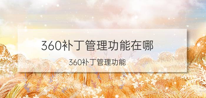 360补丁管理功能在哪 360补丁管理功能